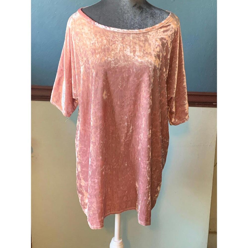 2x Pink Velvet Dressy Sweater 3/4 Quarter Sleeve Shirt